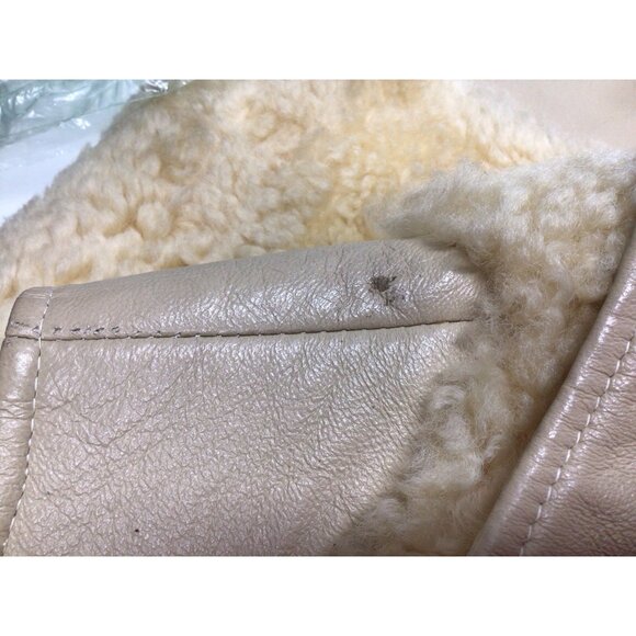 Vintage 1960’s Sherpa Leather Vest Al Thompson of Portland Men’s Beige Flaw M/L - Picture 12 of 15